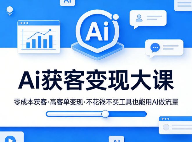 Ai获客变现大课，零成本获客，高客单变现，不花钱不买工具也能用AI做流量|小鸡网赚博客