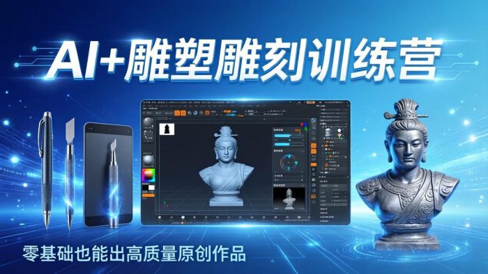 AI+雕塑雕刻训练营:从AI创作、大模型训练到3D雕刻 + 渲染,零基础也能出高质量原创作品|小鸡网赚博客