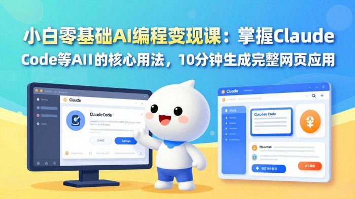 小白零基础AI编程变现课:掌握Claude Code等AI工具的核心用法,10分钟生成完整网页应用|小鸡网赚博客