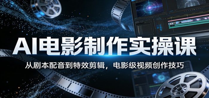 AI电影制作实操课:从剧本配音到特效剪辑,电影级视频创作技巧|小鸡网赚博客