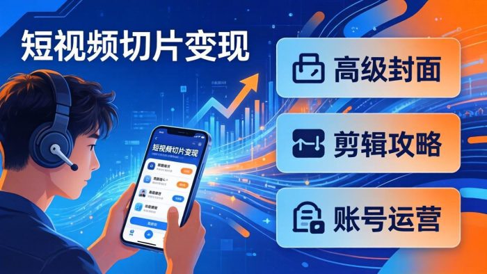 短视频切片变现速成班2.0：高级封面+剪辑攻略+账号运营，0基础小白快速入局副业|小鸡网赚博客