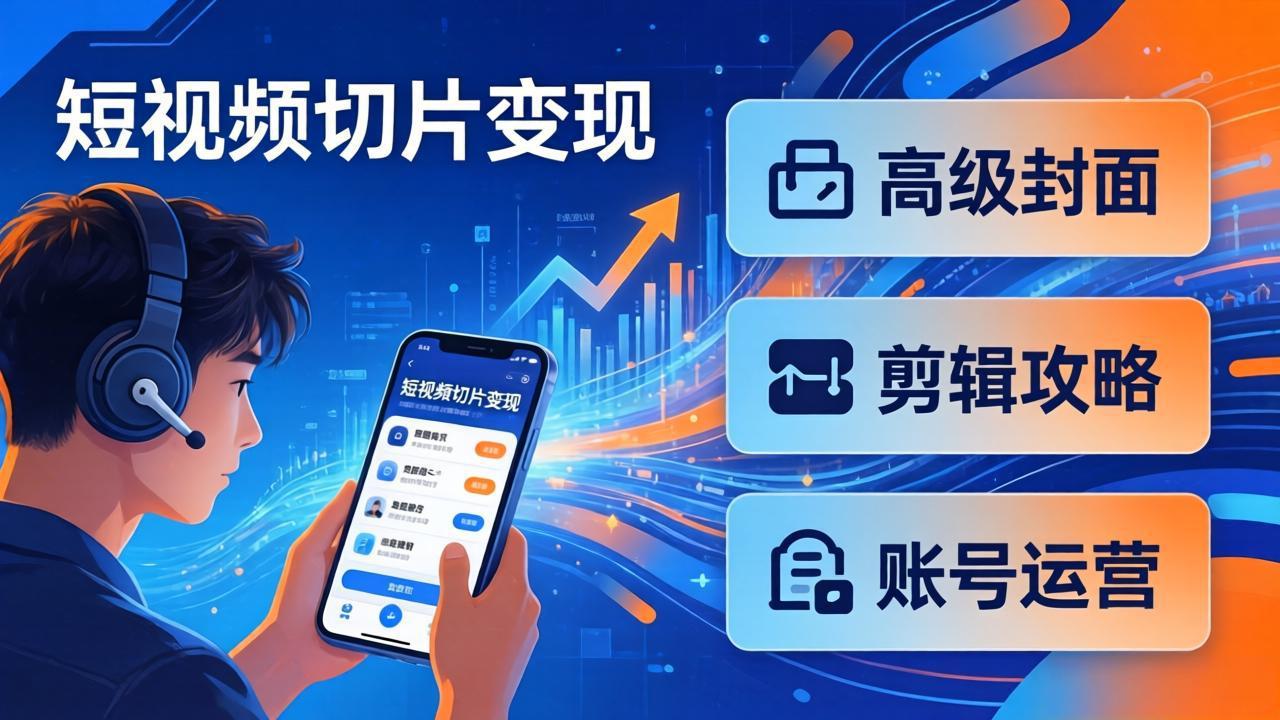 短视频切片变现速成班2.0：高级封面+剪辑攻略+账号运营，0基础小白快速入局副业|小鸡网赚博客