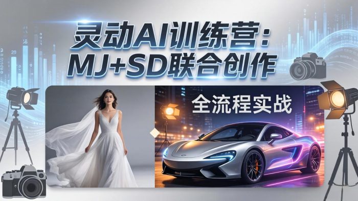 灵动AI训练营-3.0课程:MJ+SD联合创作,从婚纱大片到汽车广告,摄影后期全流程实战|小鸡网赚博客