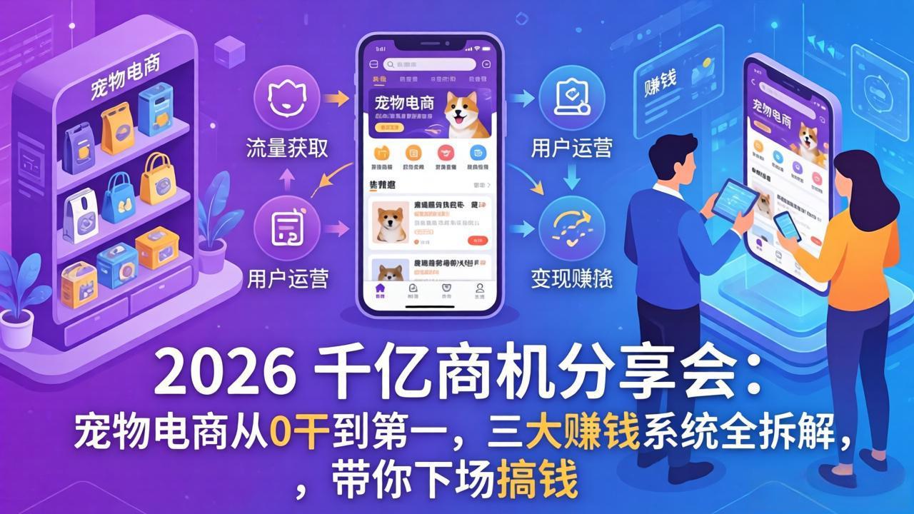 2026 千亿商机分享会：宠物电商从0干到第一，三大赚钱系统全拆解，带你下场搞钱|小鸡网赚博客