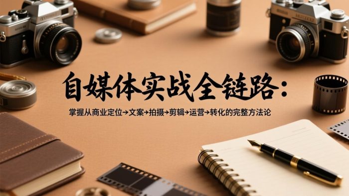 自媒体实战全链路：掌握从商业定位→文案→拍摄→剪辑→运营→转化的完整方法论|小鸡网赚博客