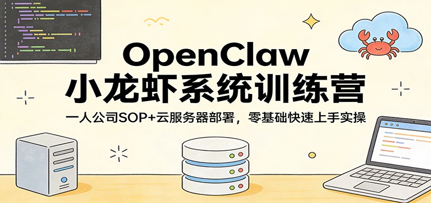 OpenClaw小龙虾系统训练营：一人公司SOP，云服务器部署，零基础快速上手实操|小鸡网赚博客