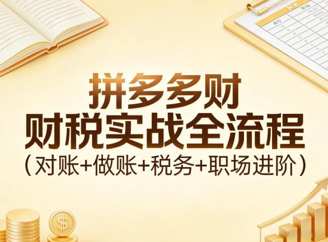 拼多多财税实战全流程(对账+做账+税务+职场进阶)|小鸡网赚博客