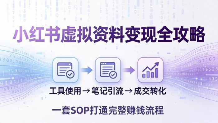小红书虚拟资料变现全攻略：从工具使用到笔记引流成交，一套 SOP 打通完整赚钱流程|小鸡网赚博客