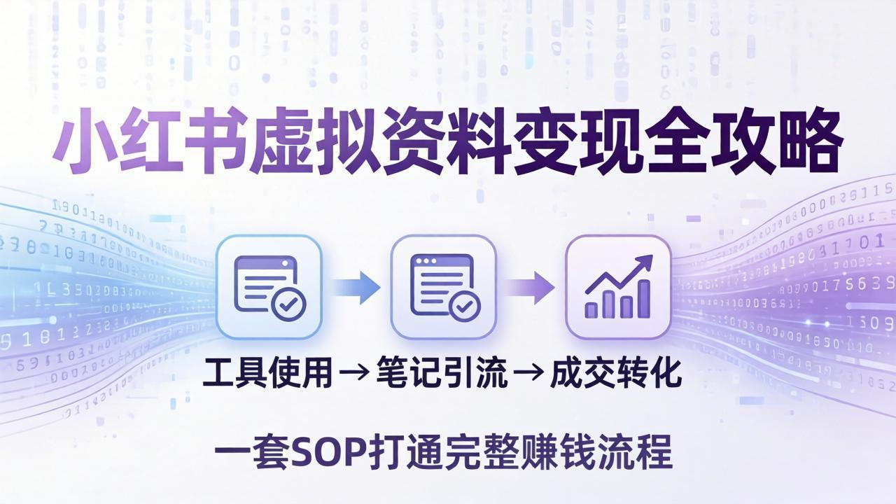 小红书虚拟资料变现全攻略：从工具使用到笔记引流成交，一套 SOP 打通完整赚钱流程|小鸡网赚博客