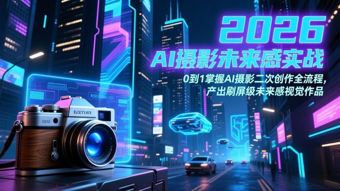 2026 AI摄影未来感实战:0到1掌握AI摄影二次创作全流程,产出刷屏级未来感视觉作品|小鸡网赚博客
