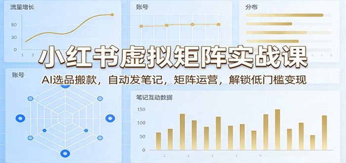 小红书虚拟矩阵实战课：AI选品搬款，自动发笔记，矩阵运营，解锁低门槛变现|小鸡网赚博客