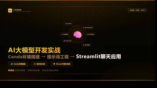 AI大模型开发实战：Conda环境搭建→提示词工程→Streamlit聊天应用，零基础到项目落地|小鸡网赚博客