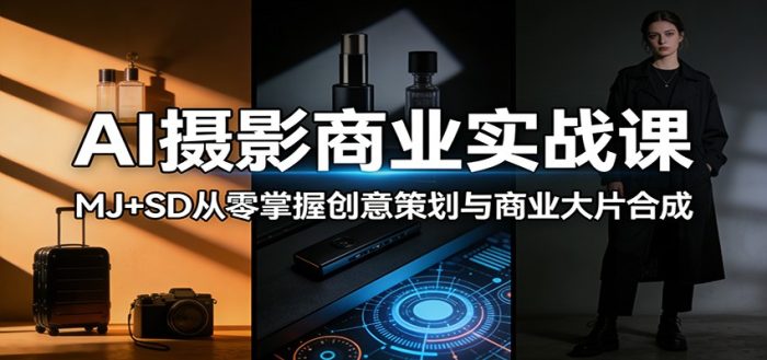 AI摄影商业实战课：MJ+SD从零掌握创意策划与商业大片合成|小鸡网赚博客