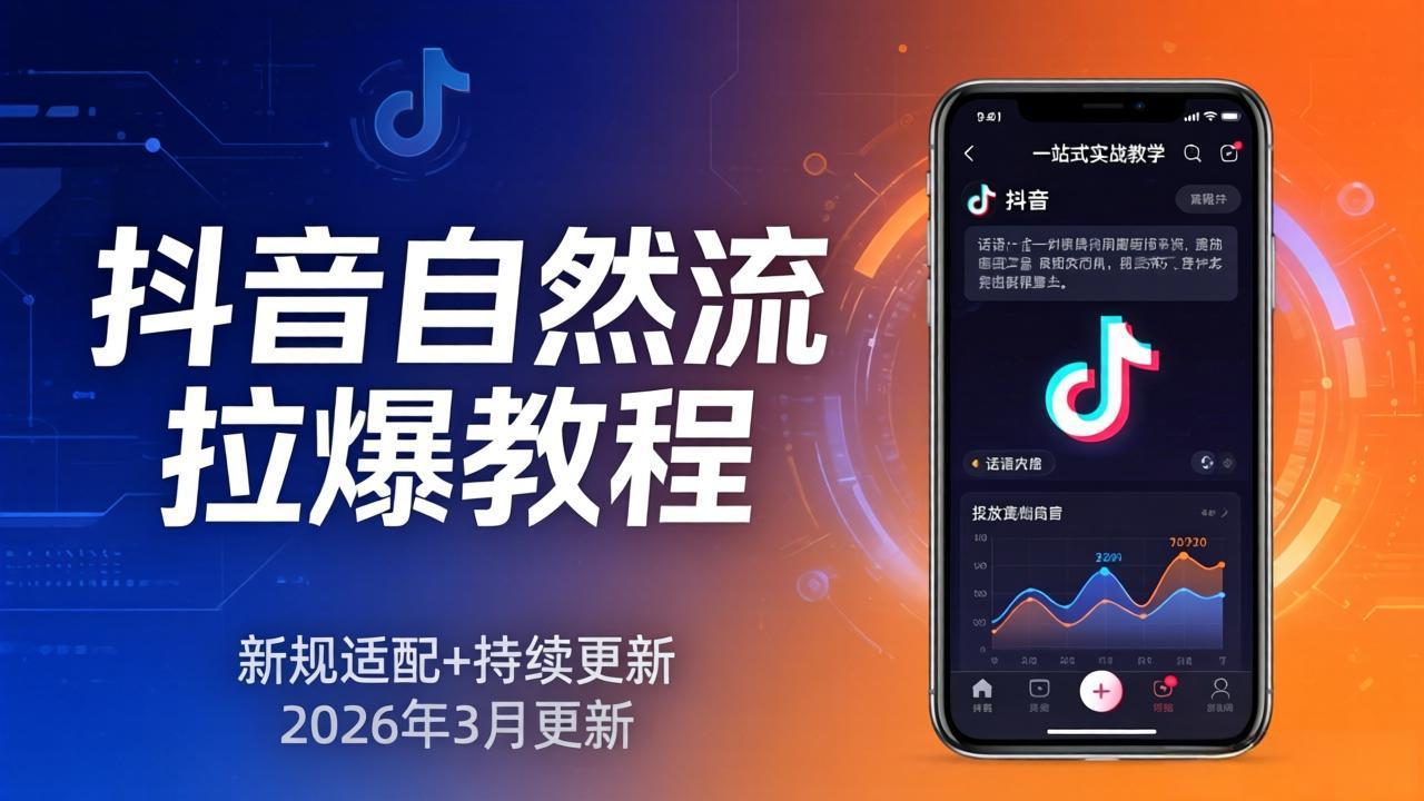 抖音自然流拉爆教程：新规适配+持续更新，话术+投放+起号一站式实战教学(更新26年3月|小鸡网赚博客