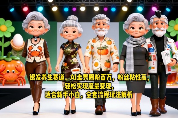 银发养生赛道，AI走秀圈粉百万，粉丝粘性高，轻松实现流量变现，适合新手小白，全套流程玩法解析|小鸡网赚博客