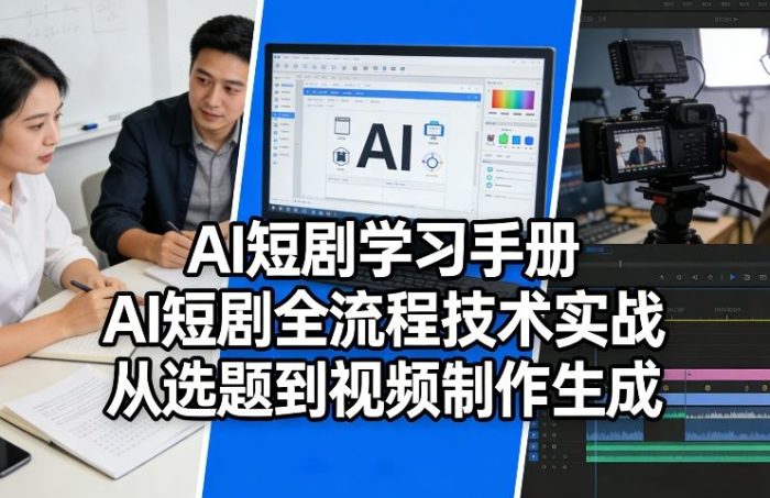 AI短剧学习手册，AI短剧全流程技术实战，从选题到视频制作生成|小鸡网赚博客