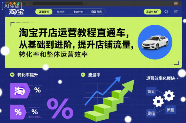 淘宝开店运营教程直通车，从基础到进阶，提升店铺流量，转化率和整体运营效率(更新26年3月)|小鸡网赚博客