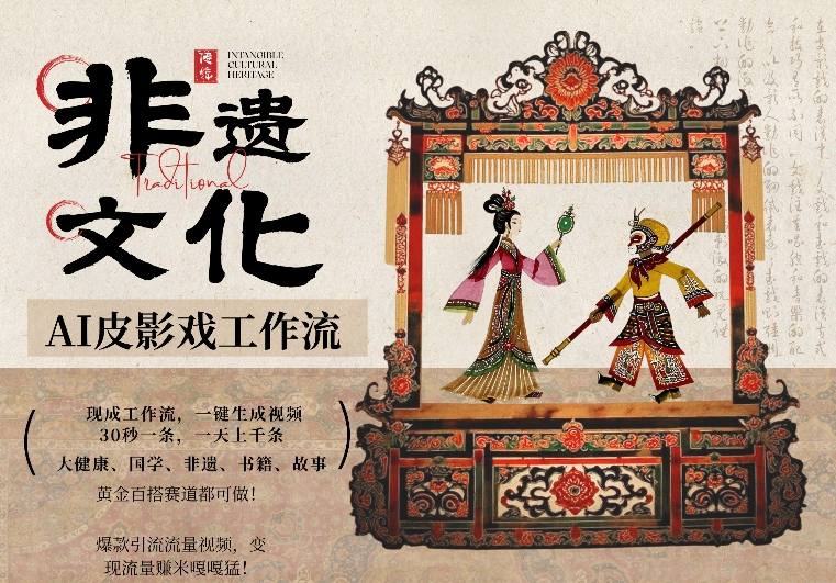 AI一键生成民俗文化非遗皮影戏视频，一刀不剪无需剪辑，30S一条，一天上百条，流量财富嘎嘎猛|小鸡网赚博客