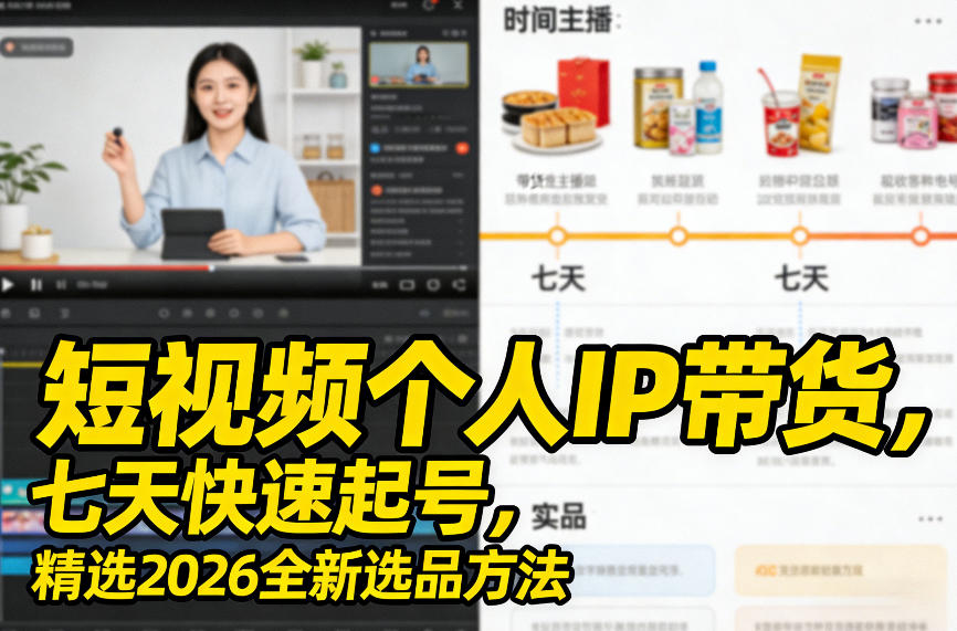 短视频个人IP带货，七天快速起号，精选2026全新选品方法|小鸡网赚博客