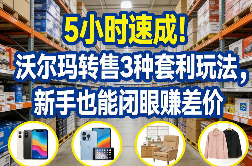 5小时速成！沃尔玛转售3种套利玩法，新手也能闭眼賺差价|小鸡网赚博客