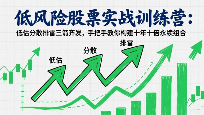 低风险股票实战训练营：低估分散排雷三箭齐发，手把手教你构建十年十倍永续组合|小鸡网赚博客