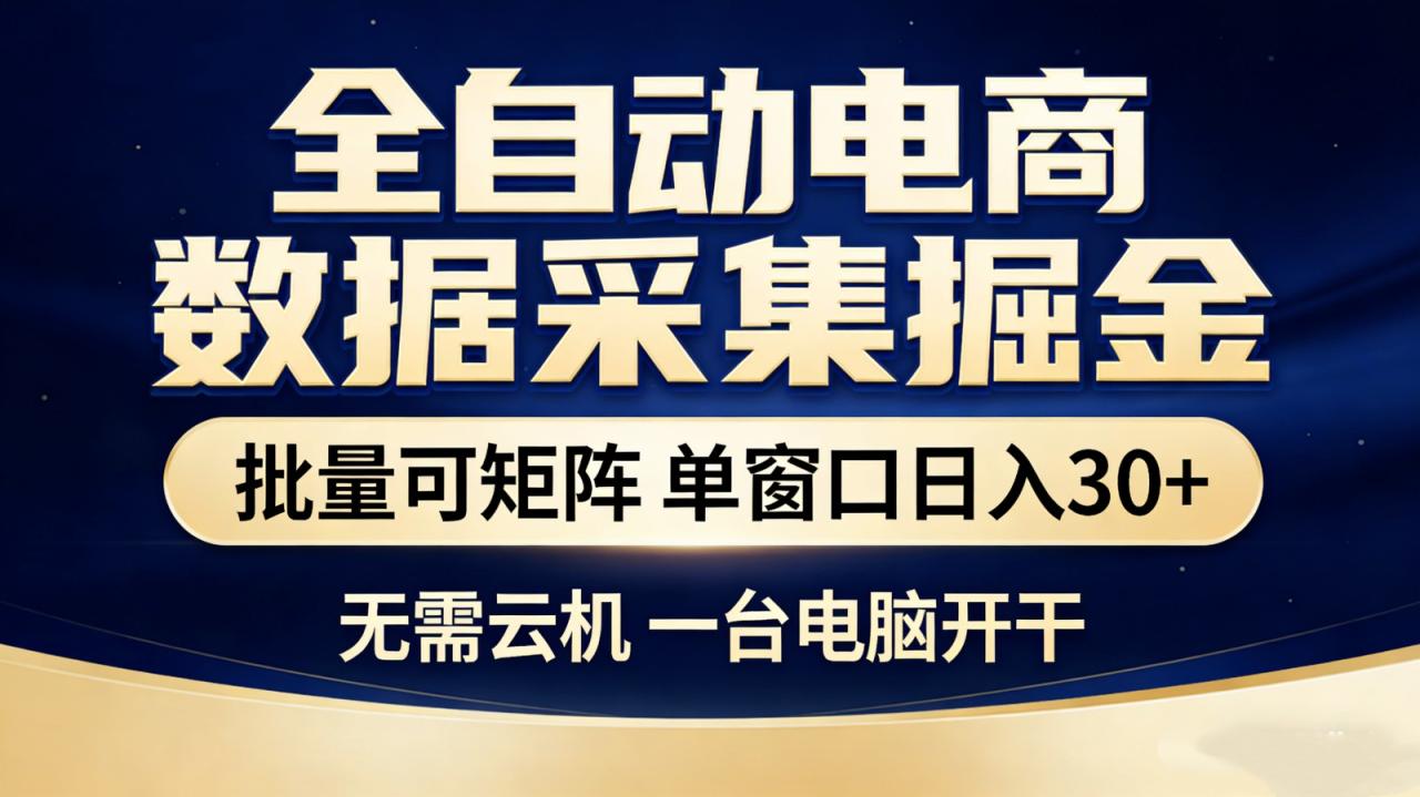 全自动电商数据采集掘金 批量可矩阵 单窗口轻松日入30+|小鸡网赚博客