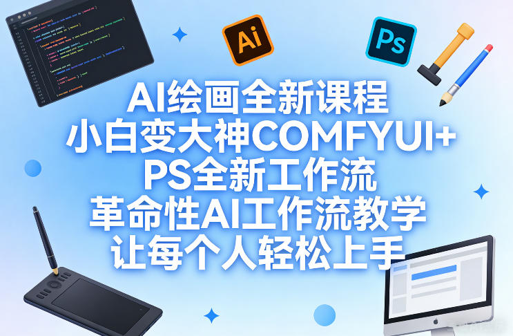AI绘画全新课程，小白变大神COMFYUI+PS全新工作流，革命性AI工作流教学，让每个人轻松上手|小鸡网赚博客