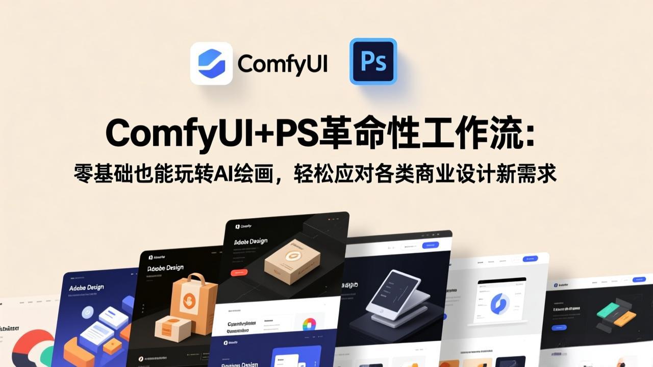 ComfyUI+PS革命性工作流：零基础也能玩转AI绘画，轻松应对各类商业设计新需求|小鸡网赚博客