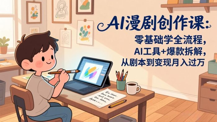 AI漫剧创作课：零基础学全流程，AI工具+爆款拆解，从剧本到变现月入过万|小鸡网赚博客