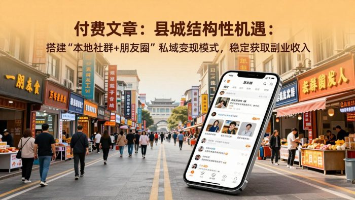 付费文章:县城结构性机遇:搭建“本地社群+朋友圈”私域变现模式,稳定获取副业收入|小鸡网赚博客