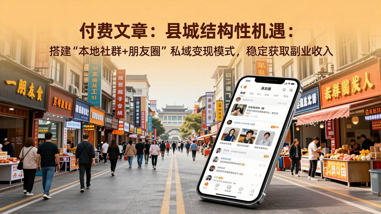 付费文章：县城结构性机遇：搭建“本地社群+朋友圈”私域变现模式，稳定获取副业收入|小鸡网赚博客