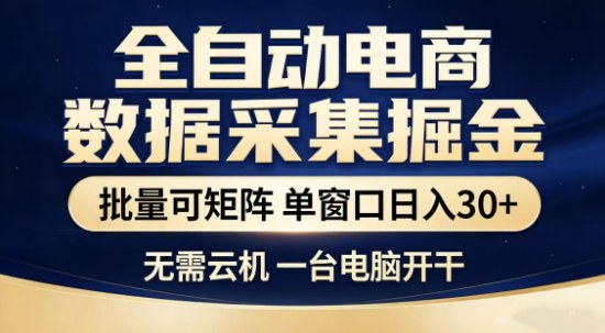 独家电商数据全自动采集项目，批量可矩阵，单窗口轻松日入3张+【揭秘】|小鸡网赚博客