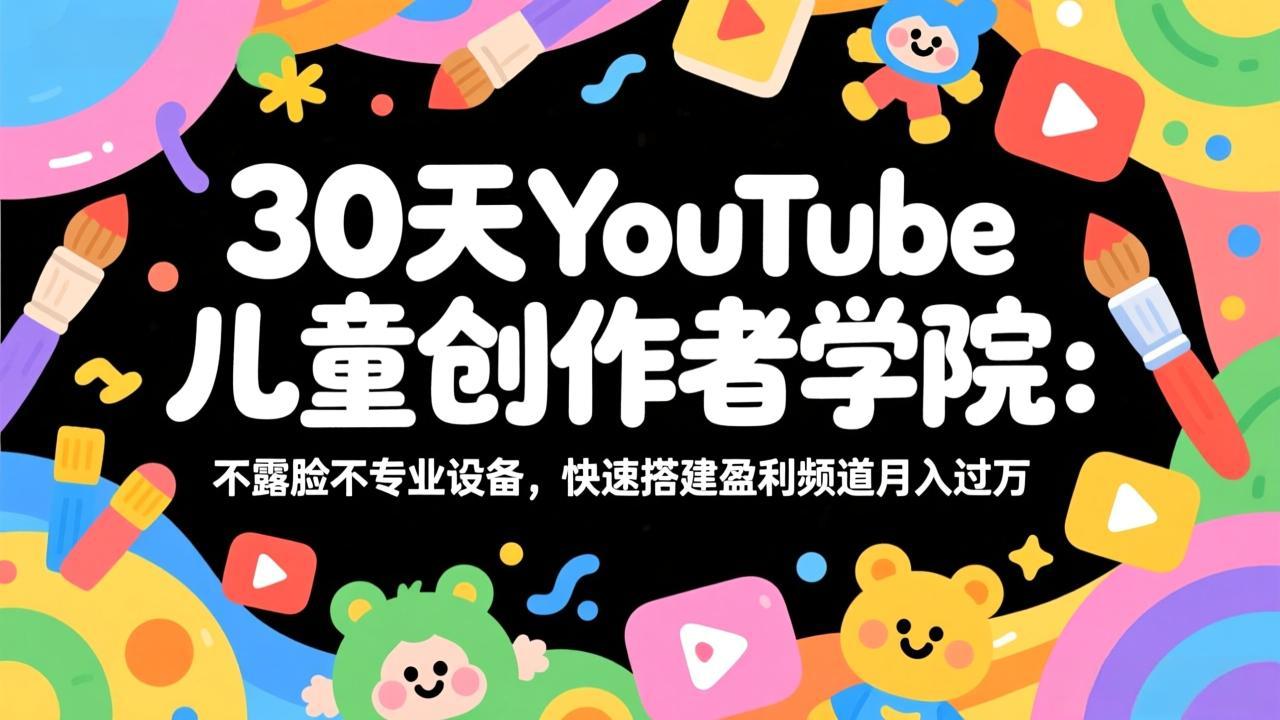 30天YouTube儿童创作者学院：不露脸不专业设备，快速搭建盈利频道月入过万|小鸡网赚博客