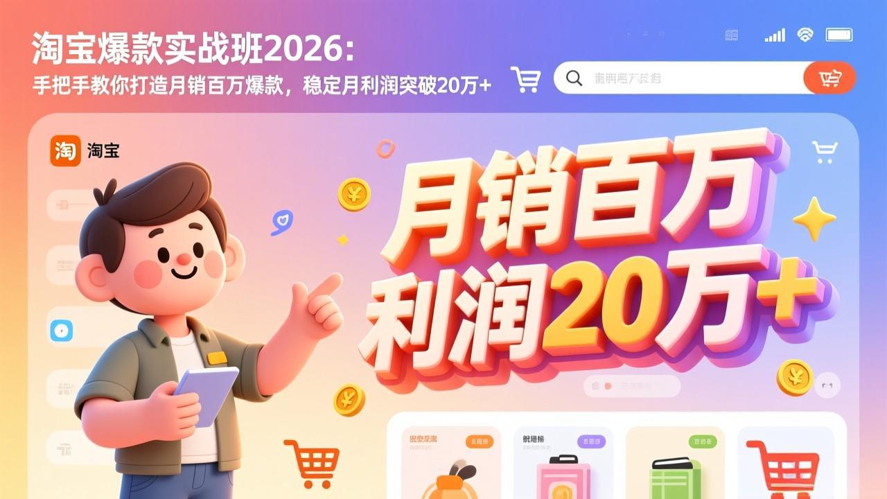 淘宝爆款实战班-2026年3月更新：手把手教你打造月销百万爆款，稳定月利润突破20万+|小鸡网赚博客