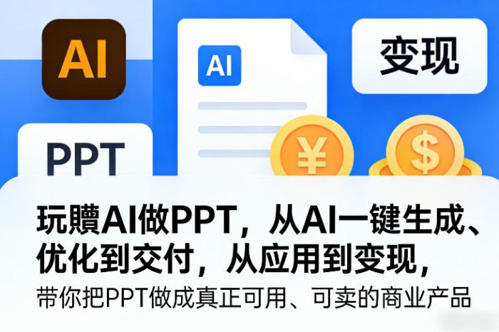 玩賺AI做PPT，从AI一键生成、优化到交付，从应用到变现，带你把PPT做成真正可用、可卖的商业产品|小鸡网赚博客