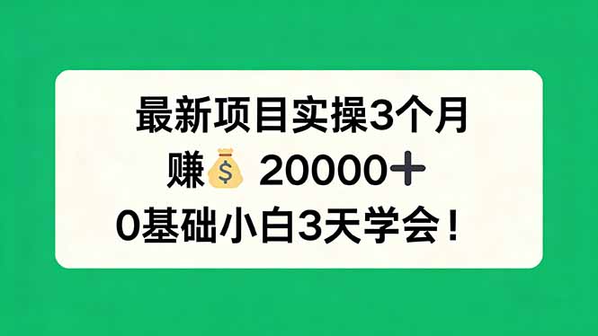 最新项目实操3个月，赚钱20000+，0基础小白3天学会！|小鸡网赚博客