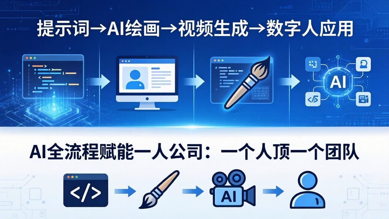 AI全流程赋能一人公司：提示词、绘画、视频、数字人、编程，一个人顶一个团队|小鸡网赚博客