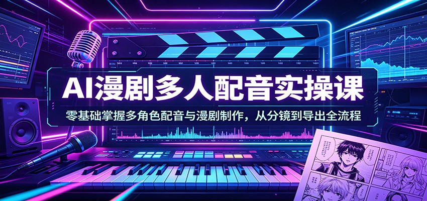 AI漫剧多人配音实操课：零基础掌握多角色配音与漫剧制作，从分镜到导出全流程|小鸡网赚博客