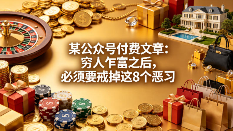 某公众号付费文章：穷人乍富之后，必须要戒掉这8个恶习|小鸡网赚博客