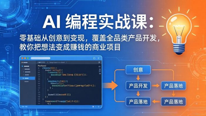 AI编程实战课-第三期-更新：零基础从创意到变现，覆盖全品类产品开发，把想法变成赚钱的项目|小鸡网赚博客