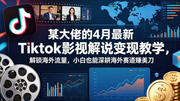 某大佬的4月最新Tiktok影视解说变现教学，解锁海外流量，小白也能深耕海外赛道賺美刀|小鸡网赚博客