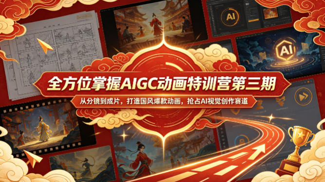 全方位掌握AIGC动画特训营第三期，从分镜到成片，打造国风爆款动画，抢占AI视觉创作赛道红利|小鸡网赚博客