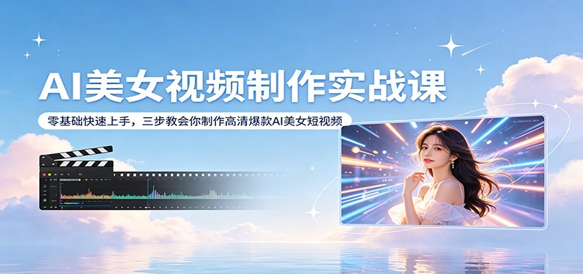 AI美女视频制作实战课：零基础快速上手，三步教会你制作高清爆款AI美女短视频|小鸡网赚博客