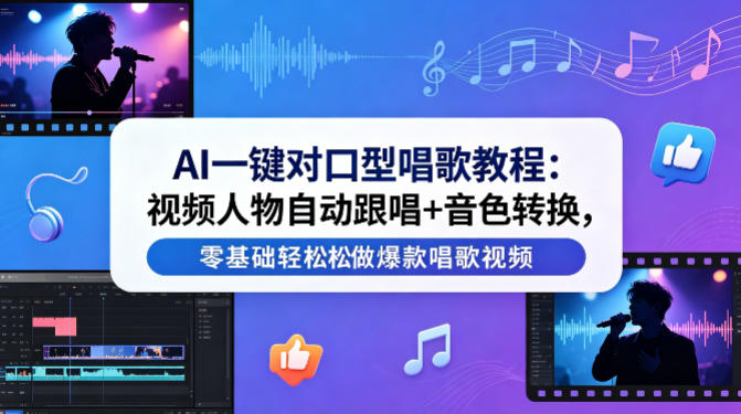 AI一键对口型唱歌教程：视频人物自动跟唱+音色转换，零基础轻松做爆款唱歌视频|小鸡网赚博客