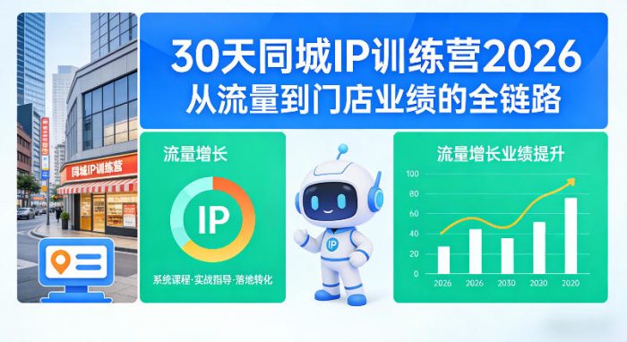 30天同城IP训练营2026年,从流量到门店业绩的全链路|小鸡网赚博客