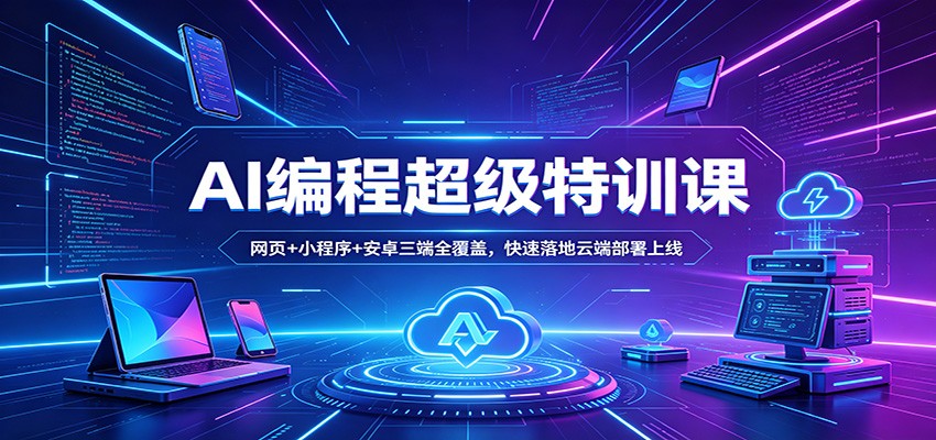 AI编程超级特训课：网页+小程序+安卓三端全覆盖，快速落地云端部署上线|小鸡网赚博客