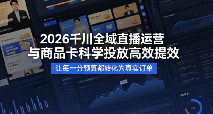 2026千川全域直播运营跟商品卡，科学投放，高效提效，让每一分预算都转化为真实订单|小鸡网赚博客