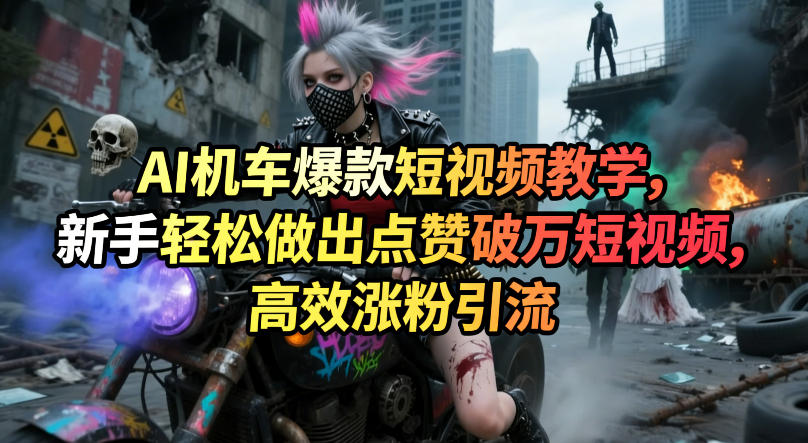 AI机车爆款短视频教学，新手轻松做出点赞破万短视频，高效涨粉引流|小鸡网赚博客