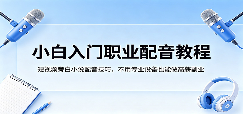 小白入门职业配音教程，短视频旁白小说配音技巧，不用专业设备也能做高薪副业|小鸡网赚博客
