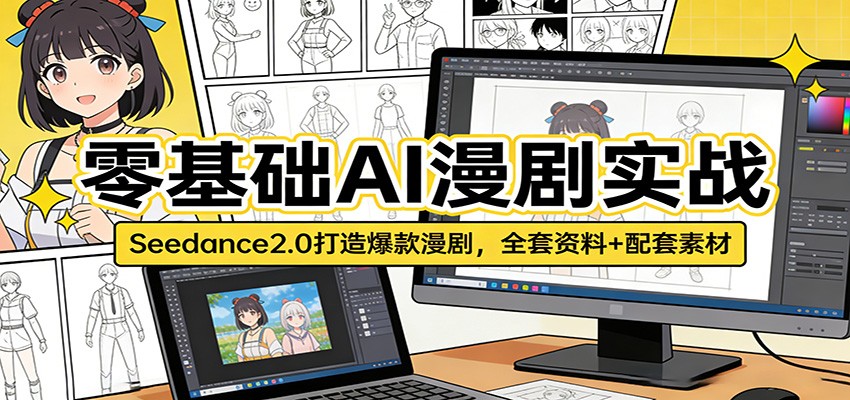 零基础AI漫剧实战：Seedance2.0打造爆款漫剧，全套资料+配套素材|小鸡网赚博客